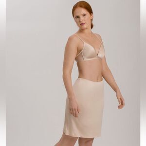Hanro XS Satin Slip Skirt Beige Nude Style 7697 A-line Soft Comfort